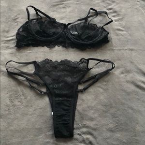 Black lace bra and panty set